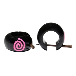 Holzohrstecker mit Spirale in pink