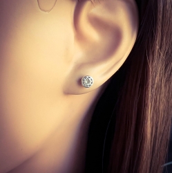 Kelchohrstecker Ohrringe 925 Sterling Silber mit Zirkonia in transparent 5mm