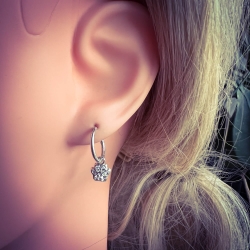 925 Sterling Silber Creolen Ohrringe mit Pfotenabdruck in transparent