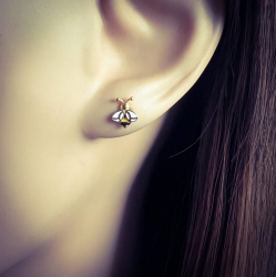 Ohrringe 925 Sterling Silber Ohrstecker vergoldet mit Biene