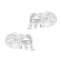 Kinder Ohrringe Ohrstecker 925 Sterling Silber Elefant mit lila Sattel