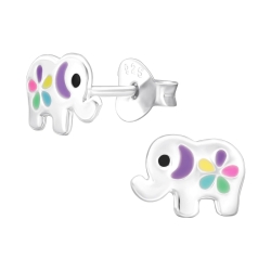 Kinder Elefant Ohrringe Ohrstecker 925 Sterling Silber mit Blume