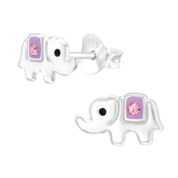 Kinder Ohrringe Ohrstecker 925 Sterling Silber Elefant mit Kristall