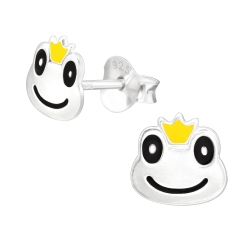 Kinder Ohrringe Ohrstecker 925 Sterling Silber mit Froschkönig