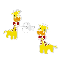 Kinder Ohrringe Ohrstecker 925 Sterling Silber mit gelber Giraffe