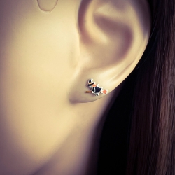 Kinder Ohrringe Ohrstecker 925 Sterling Silber Hexe auf Besen
