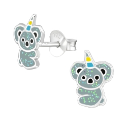 Kinder Ohrringe Ohrstecker 925 Sterling Silber mit Koala-Einhorn