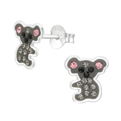 Kinder Ohrringe Ohrstecker 925 Sterling Silber Koala mit Kristallen