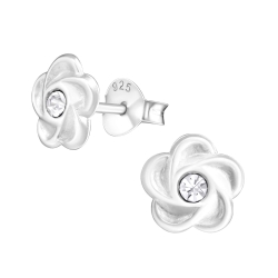 Blumen Ohrringe Ohrstecker 925 Sterling Silber mit Kristall in verschiedenen Farben