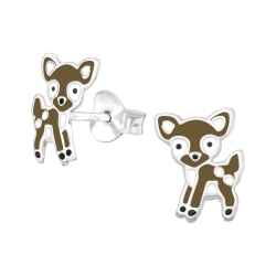 Kinder Ohrringe Ohrstecker 925 Sterling Silber mit kleinem Rehkitz