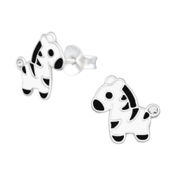 Kinder Ohrringe Ohrstecker 925 Sterling Silber Zebra mit Kristall