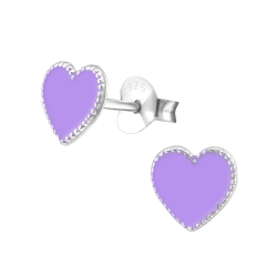 Kinderohrringe Ohrstecker 925 Sterling Silber Herzen in lila