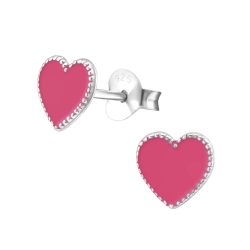 Kinderohrringe Ohrstecker 925 Sterling Silber Herzen in pink