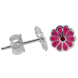 Ohrstecker 925 Sterling Silber pinke Blume