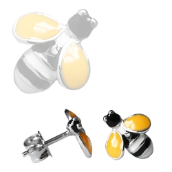 Ohrstecker Biene 925 Sterling Silber mit Emaille Lack