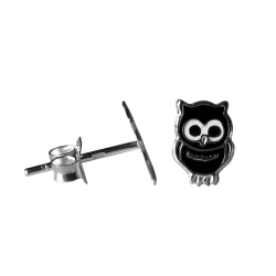 Ohrstecker 925 Sterling Silber schwarze Eule