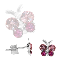 Ohrstecker Sterling Silber Schmetterling mit Zirkonia in pink