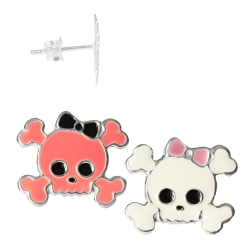 Ohrstecker 925 Sterling Silber Totenkopf in pink oder weiß