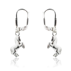 925 Sterling Silber Klappbrisuren Ohrringe mit Pferd