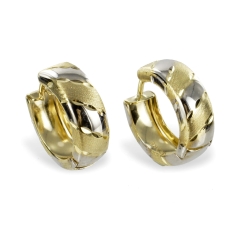 Klappcreolen 333 Gelbgold Ohrringe Bicolor 15mm diamantiert und teilmattiert