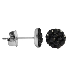 Kristalliner Ohrstecker Chirurgenstahl in schwarz 8 mm