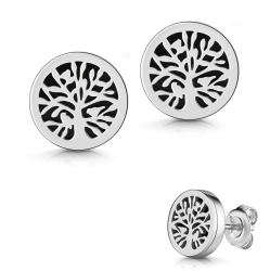 Ohrringe Ohrstecker 925 Sterling Silber Lebensbaum mit Perlmutteinlage