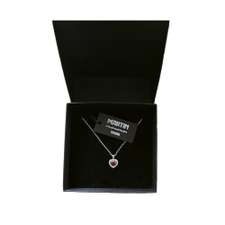 MARTIN1985 Hochwertige 925 Sterling Silber Halskette 45cm Rotes Zirkonia-Herz Damen mit Geschenkverpackung