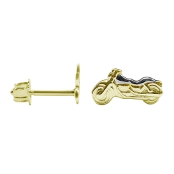 Motorrad Single Ohrstecker Biker 333 Gelbgold Bicolor