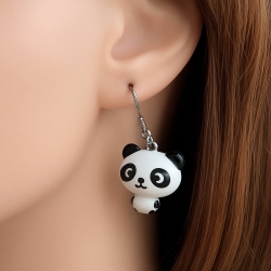 Ohrringe 316L Chirurgenstahl Ohrhaken Ohrhänger mit Pandabär