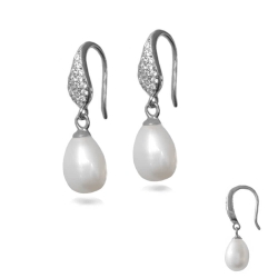 925 Sterling Silber Ohrhaken Ohrhänger Ohrringe mit Zirkonia und Süßwasserzuchtperle
