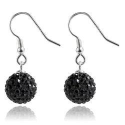 925 Sterling Silber Shamballa Ohrhaken Ohrringe in schwarz
