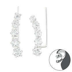 Ear Climber 925 Sterling Silber mit Zirkonia-Segmenten Ohrstecker Ohrklemme