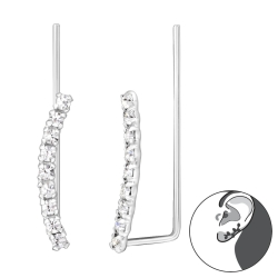 Ear Climber 925 Sterling Silber mit Kristallen Ohrstecker Ohrklemme