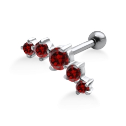 Helix Ohrpiercing 925 Sterling Silber mit Zirkoniasteinen in rot Verschlusskugel 3mm