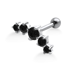 Helix Ohrpiercing 925 Sterling Silber mit Zirkoniasteinen in schwarz Verschlusskugel 4mm