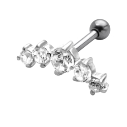 Helix Ohrpiercing 925 Sterling Silber mit Zirkoniasteinen in transparent 4mm