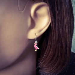 925 Sterling Silber Ohrhaken Ohrhänger Flamingo-Ohrringe für Kinder mit Kristallen und Epoxid