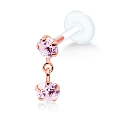 Ohrring Tragus Ohrpiercing 925 Sterling Silber rosévergoldet mit Zirkoniasteinen in verschiedenen Farben