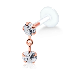 Ohrring Tragus Ohrpiercing 925 Sterling Silber rosévergoldet mit Zirkoniasteinen in verschiedenen Farben