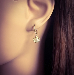 925 Sterling Silber Creolen Ohrringe vergoldet Muschel mit Perle