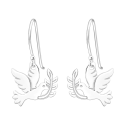 925 Sterling Silber Ohrhaken Ohrringe mit Friedenstaube