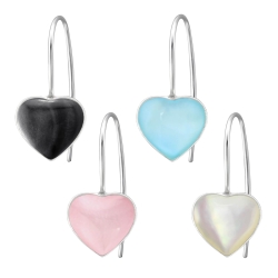Ohrhaken Ohrringe 925 Sterling Silber Perlmutt Herz in verschiedenen Farben
