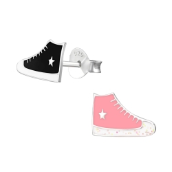Ohrstecker Schuhe 925 Sterling Silber mit Sneaker in schwarz oder pink