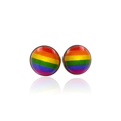 Flaggen Ohrringe Ohrstecker 316L Chirurgenstahl mit Regenbogenfahne LGBTQI*