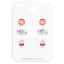 Ohrringe Ohrstecker Set 925 Sterling Silber Dessert