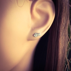 Ohrringe 925 Sterling Silber Ohrstecker mit Fischgräte