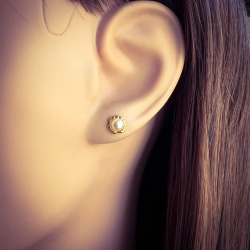 Ohrringe Ohrstecker vergoldet 925 Sterling Silber Meeresmuschel mit synthetischer Perle