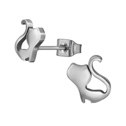 Titan Ohrringe Ohrstecker mit Katze 8mm