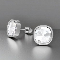 Titan Ohrringe Ohrstecker Quadrat 10mm mit Kristall