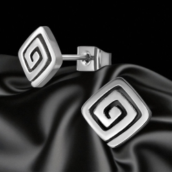 Titan Ohrringe Ohrstecker mit quadratischer Spirale 7mm